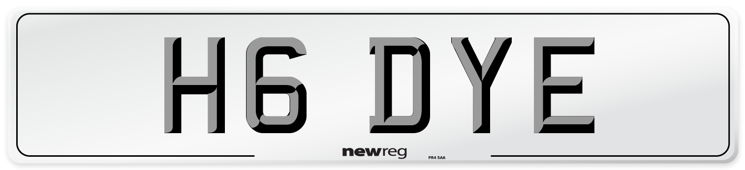 H6 DYE Number Plate from New Reg